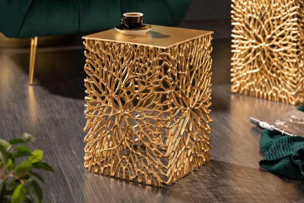 Beistelltisch 2er Set Metall in Gold Handarbeit