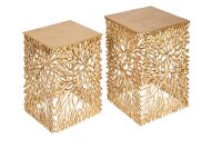 Beistelltisch 2er Set Metall in Gold Handarbeit
