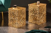 Beistelltisch 2er Set Metall in Gold Handarbeit