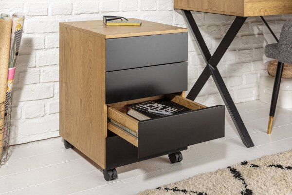 Rollcontainer mit Schublade in Eiche Schwarz 40x45 cm