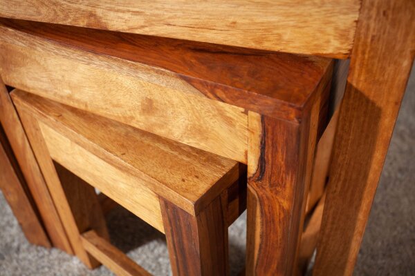 Beistelltisch 3er Set Sheesham Holz in Natur