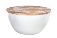 Truhentisch rund Ø 61 cm Mango Holz Metall Handarbeit