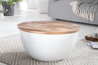 Truhentisch rund Ø 61 cm Mango Holz Metall Handarbeit