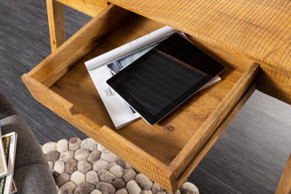 Schreibtisch mit Schublade Mango Holz in Natur 120x86 cm