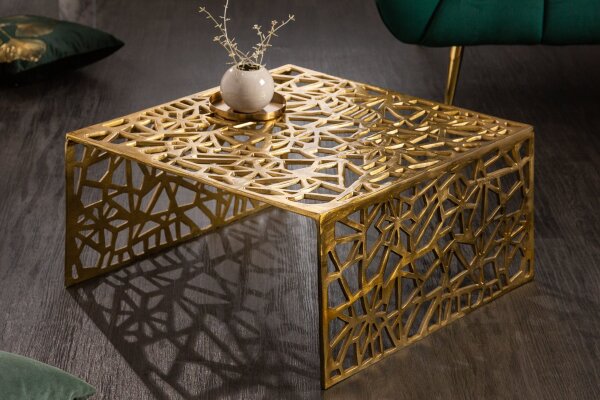 Couchtisch Metall in Gold 60 x 60 cm Handarbeit