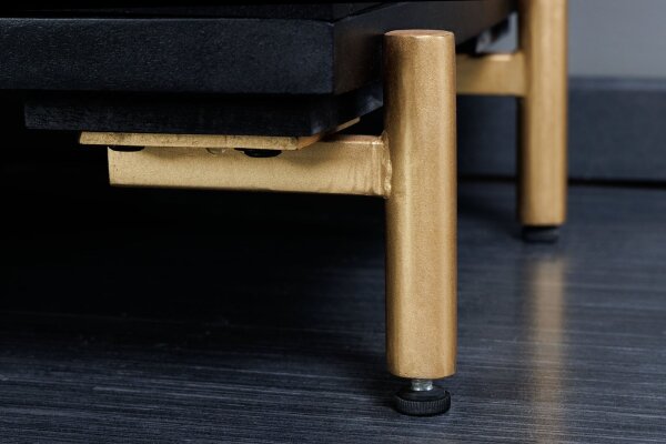 Sideboard 160 cm Holz Metall Schwarz Kupfer Gold Handarbeit