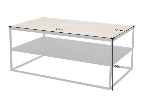 Couchtisch Holz (Eiche) Metall in Schwarz Natur 95x55 cm