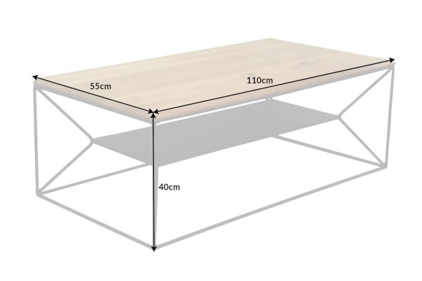Couchtisch Holz (Eiche) Metall 110 x 55 cm