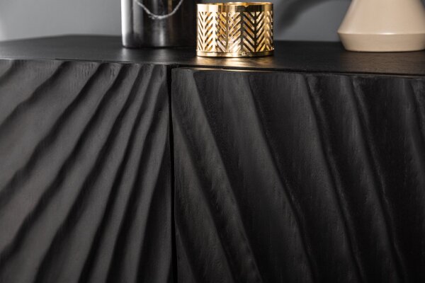 Sideboard Schwarz Gold 140 x 75 cm Holz Metall Handarbeit