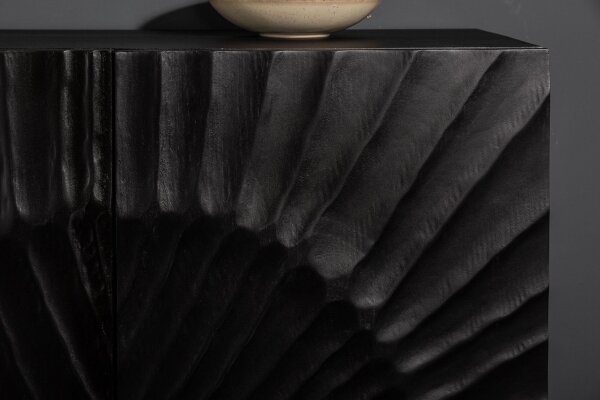 Sideboard Schwarz Gold 140 x 75 cm Holz Metall Handarbeit