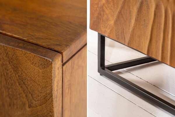 Sideboard 140 cm breit Mangoholz Eisen Handarbeit 3D Muster