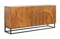 Sideboard 140 cm breit Mangoholz Eisen Handarbeit 3D Muster