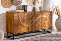 Sideboard 140 cm breit Mangoholz Eisen Handarbeit 3D Muster