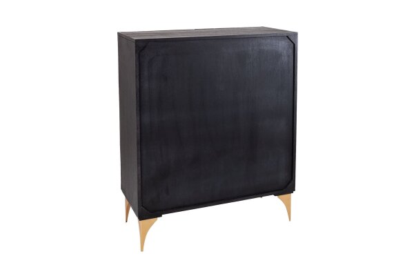 Dekoratives Highboard Schwarz Gold H: 120 cm Handarbeit