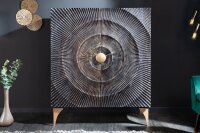 Dekoratives Highboard Schwarz Gold H: 120 cm Handarbeit