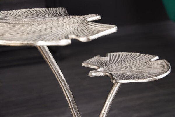 Beistelltisch Metall in Silber 50x32 cm Handarbeit