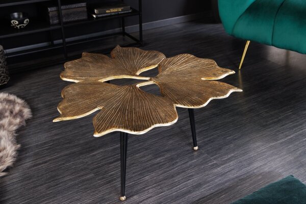 Couchtisch Metall in Gold Schwarz 75x73 cm Handarbeit
