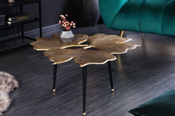 Couchtisch Metall in Gold Schwarz 75x73 cm Handarbeit