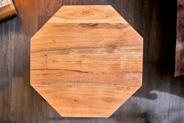 Couchtisch Akazienholz Metall in Natur Messing 50x50 cm