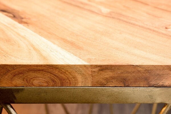 Couchtisch Akazienholz Metall in Natur Messing 50x50 cm