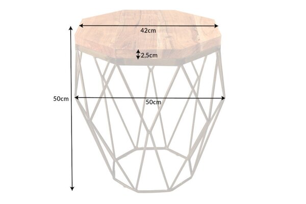 Couchtisch Akazienholz Metall in Natur Messing 50x50 cm