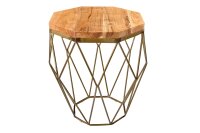 Couchtisch Akazienholz Metall in Natur Messing 50x50 cm