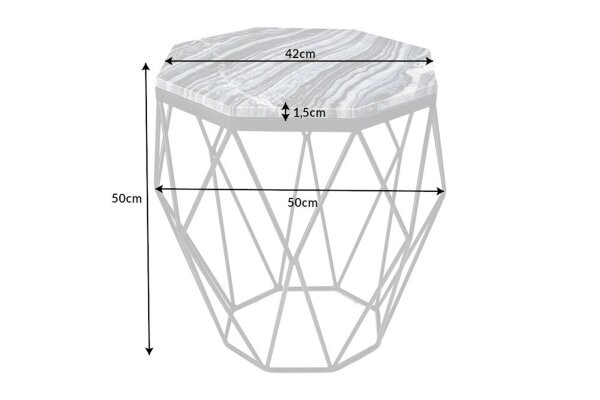 Couchtisch Marmor Metall 50 x 50 cm in Grau Schwarz