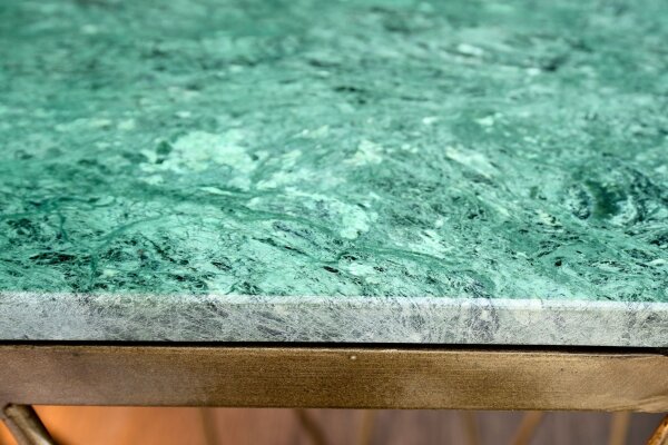 Couchtisch Marmor Metall in Grün Messing 50 x 50 cm
