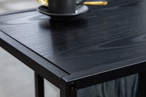 Beistelltisch in Schwarz 43 x 35 cm C-Form Metall MDF