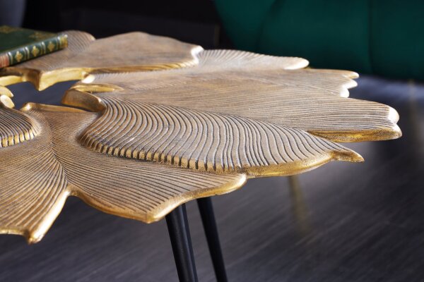 Couchtisch Metall in Gold Schwarz 94x92 cm Handarbeit