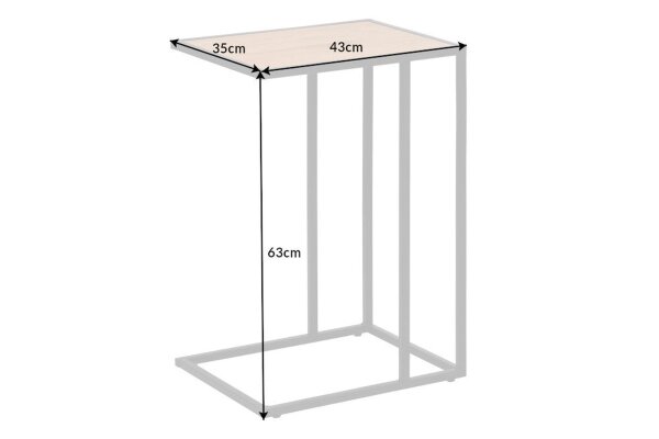 Beistelltisch 43x35 cm C-Form H: 63 cm Metall MDF