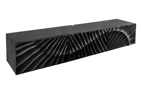 TV Hängeboard Schwarz 160 cm Mangoholz Handarbeit