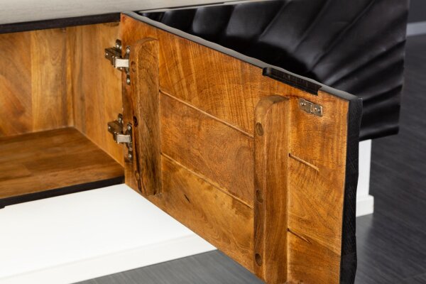 TV Hängeboard Schwarz 160 cm Mangoholz Handarbeit