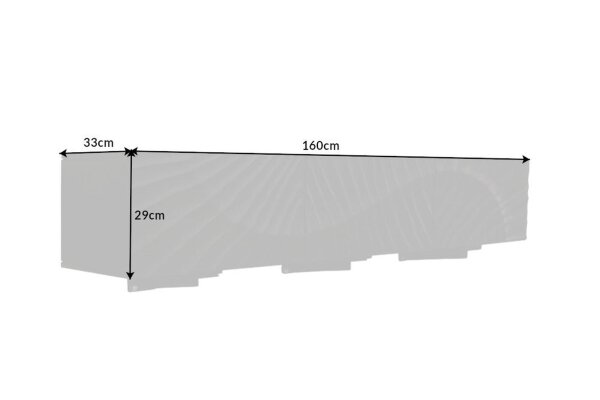 TV Hängeboard Schwarz 160 cm Mangoholz Handarbeit