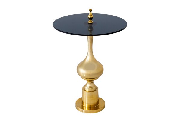 Beistelltisch Hartglas Metall in Gold Schwarz Ø 44 cm