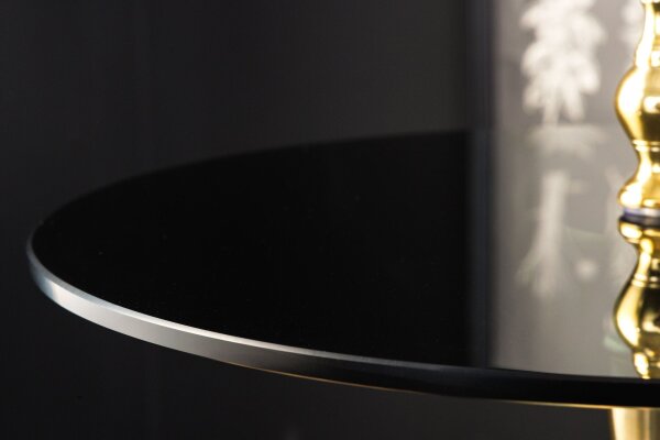 Beistelltisch Hartglas Metall in Gold Schwarz Ø 44 cm