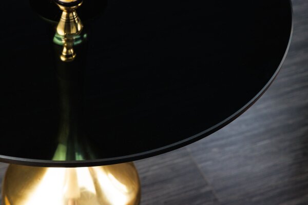 Beistelltisch Hartglas Metall in Gold Schwarz Ø 44 cm