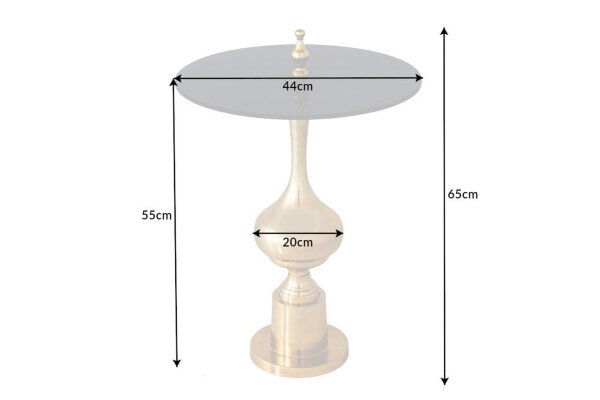 Beistelltisch Hartglas Metall in Gold Schwarz Ø 44 cm