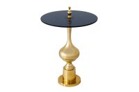 Beistelltisch Hartglas Metall in Gold Schwarz Ø 44 cm
