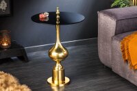 Beistelltisch Hartglas Metall in Gold Schwarz Ø 44 cm