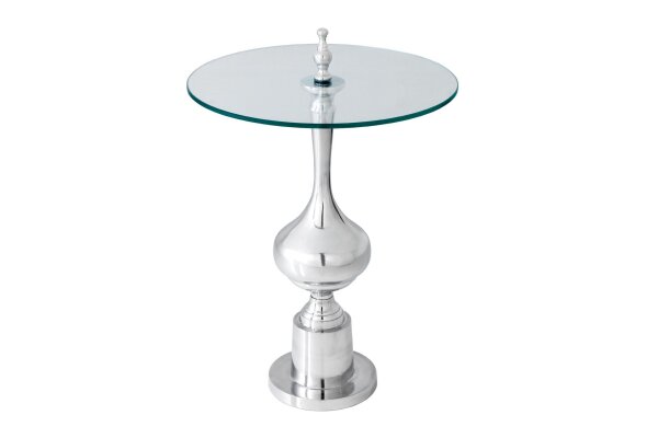 Beistelltisch Hartglas Metall in Silber Ø 44 cm