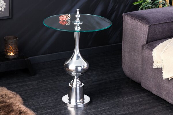 Beistelltisch Hartglas Metall in Silber Ø 44 cm