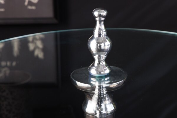 Beistelltisch Hartglas Metall in Silber Ø 44 cm