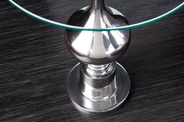 Beistelltisch Hartglas Metall in Silber Ø 44 cm