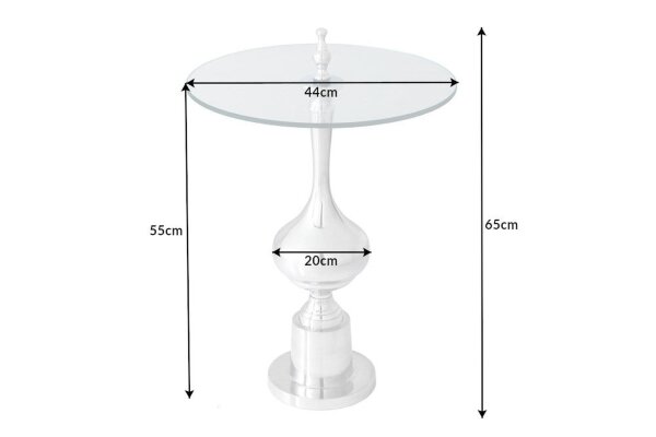Beistelltisch Hartglas Metall in Silber Ø 44 cm