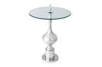 Beistelltisch Hartglas Metall in Silber Ø 44 cm