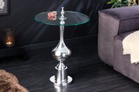 Beistelltisch Hartglas Metall in Silber Ø 44 cm
