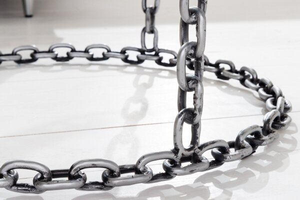 Couchtisch Hartglas Eisen in Silber 65x65 cm Handarbeit
