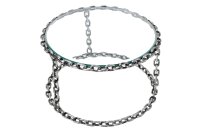 Couchtisch Hartglas Eisen in Silber 65x65 cm Handarbeit