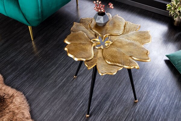 Couchtisch Metall in Gold Schwarz 56x58 cm Handarbeit